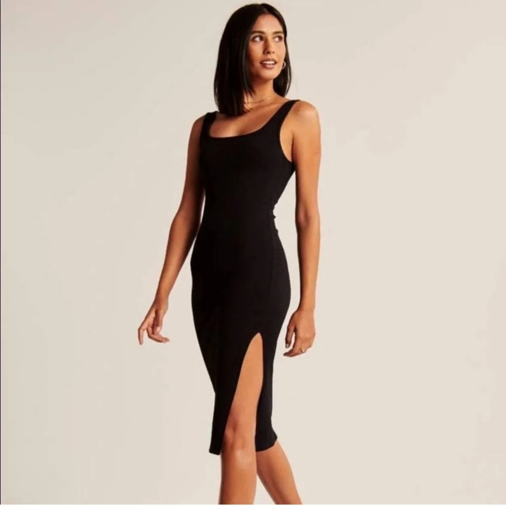 Abercrombie & Fitch black ribbed midi dress Medium
